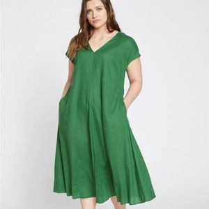 SOLD!!!Universal Standard Green Louvre Bow Back Linen Dress
